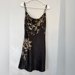 Elegant Black Floral Slip Dress